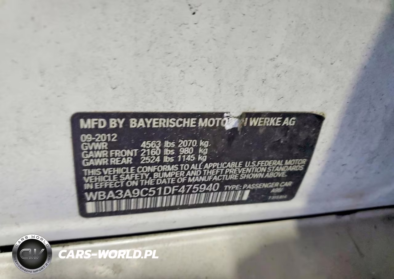 2013 BMW 335 I VIN:WBA3A9C51DF475940 - 13
