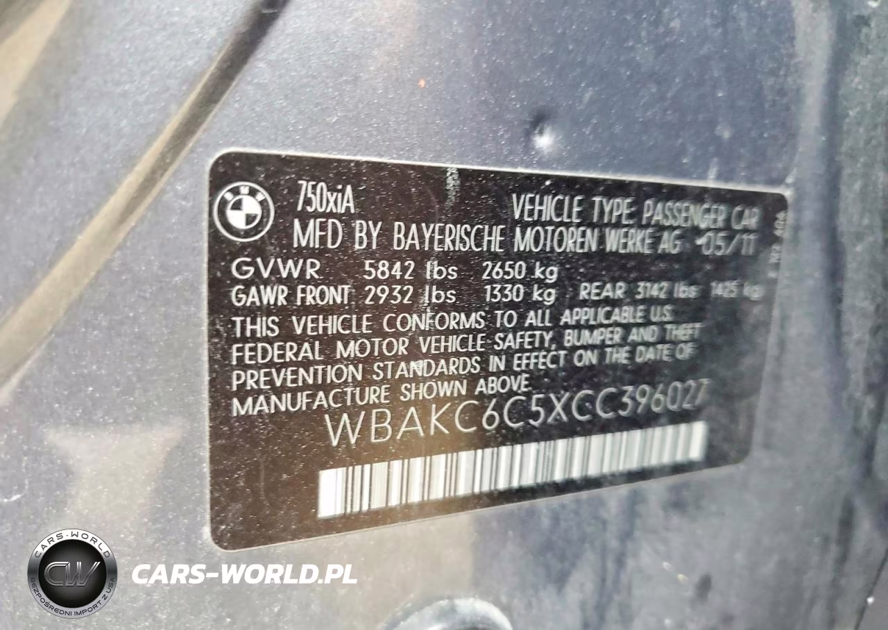 2012 BMW 750 Xi VIN:WBAKC6C5XCC396027 - 12