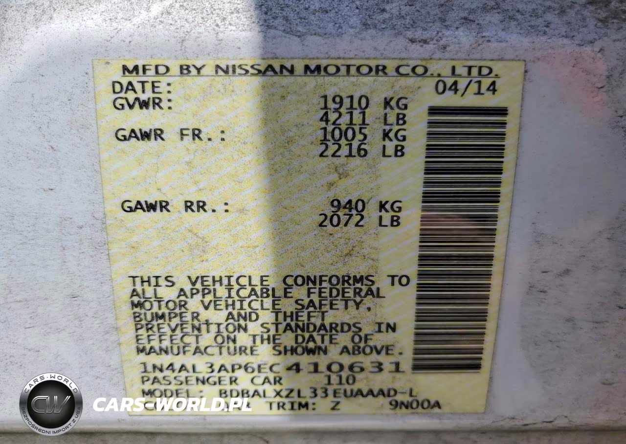 2014 Nissan Altima 2.5 Sl VIN:1N4AL3AP6EC410631 - 13