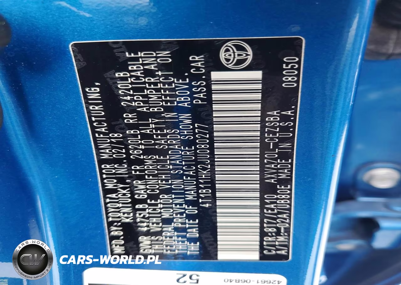 2018 Toyota Camry Se VIN:4T1B11HK2JU080277 - 12