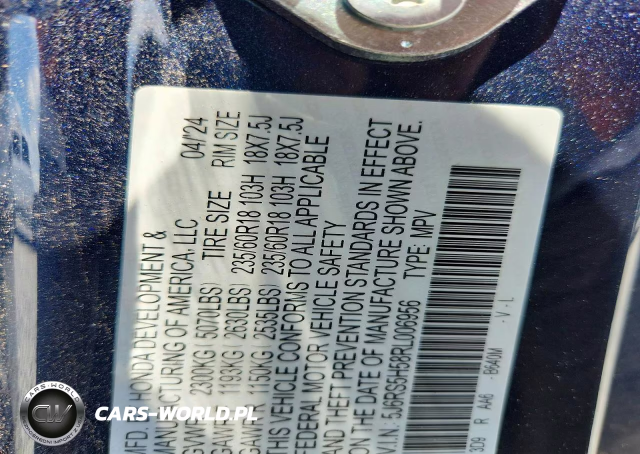 2024 Honda Cr-V Sport VIN:5J6RS5H58RL006956 - 14
