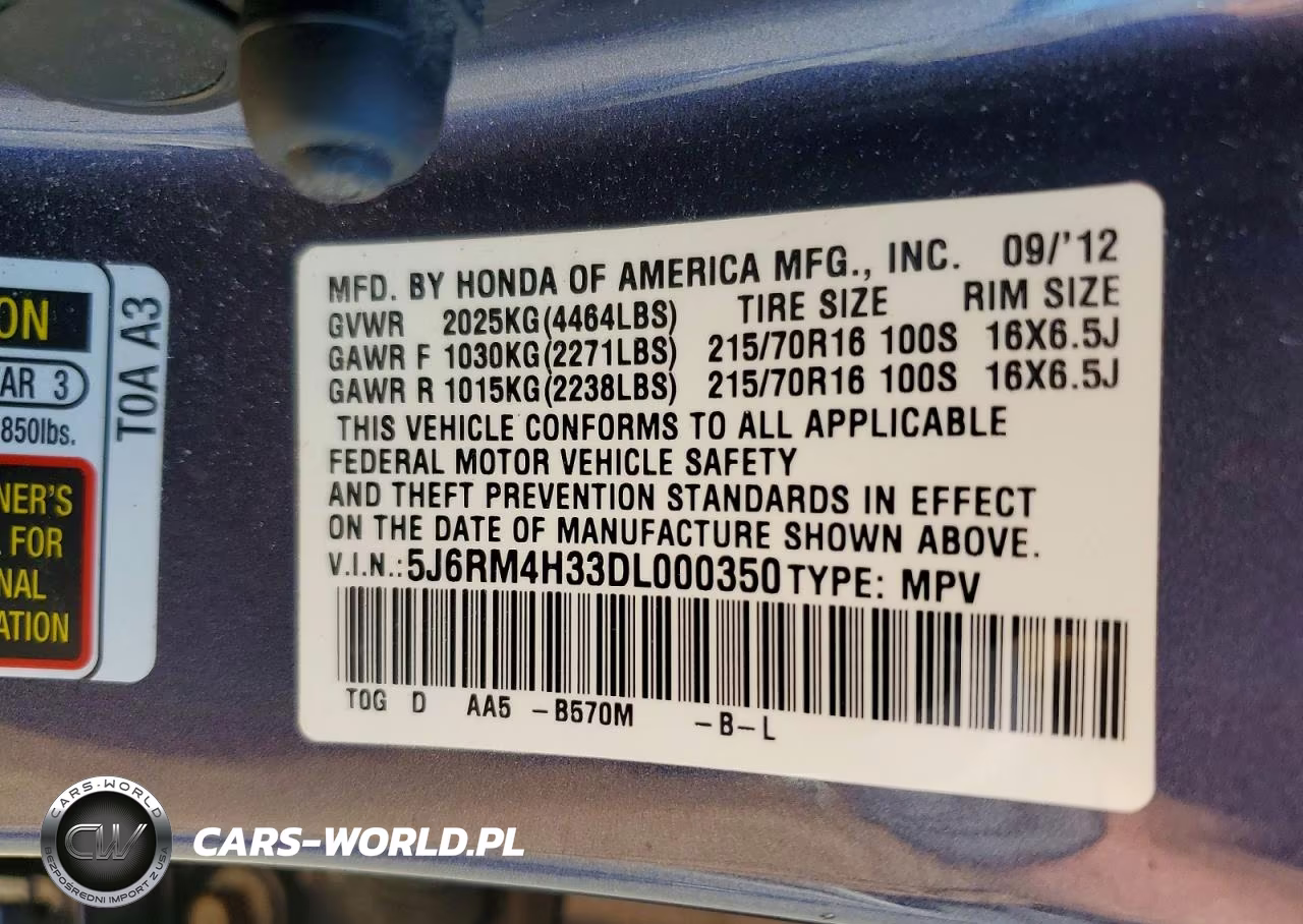 2013 Honda Cr-V Lx VIN:5J6RM4H33DL000350 - 13
