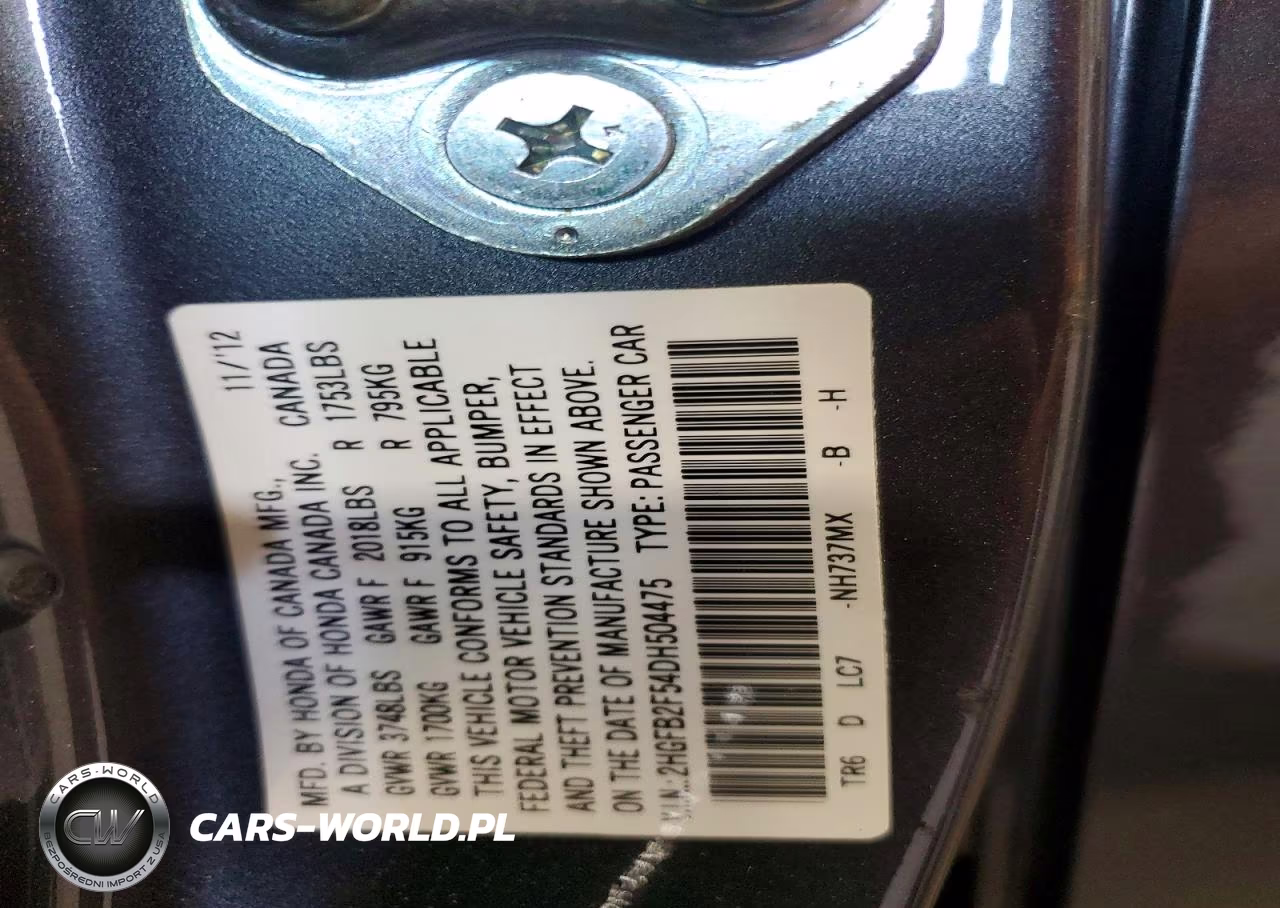 2013 Honda Civic Lx VIN:2HGFB2F54DH504475 - 13