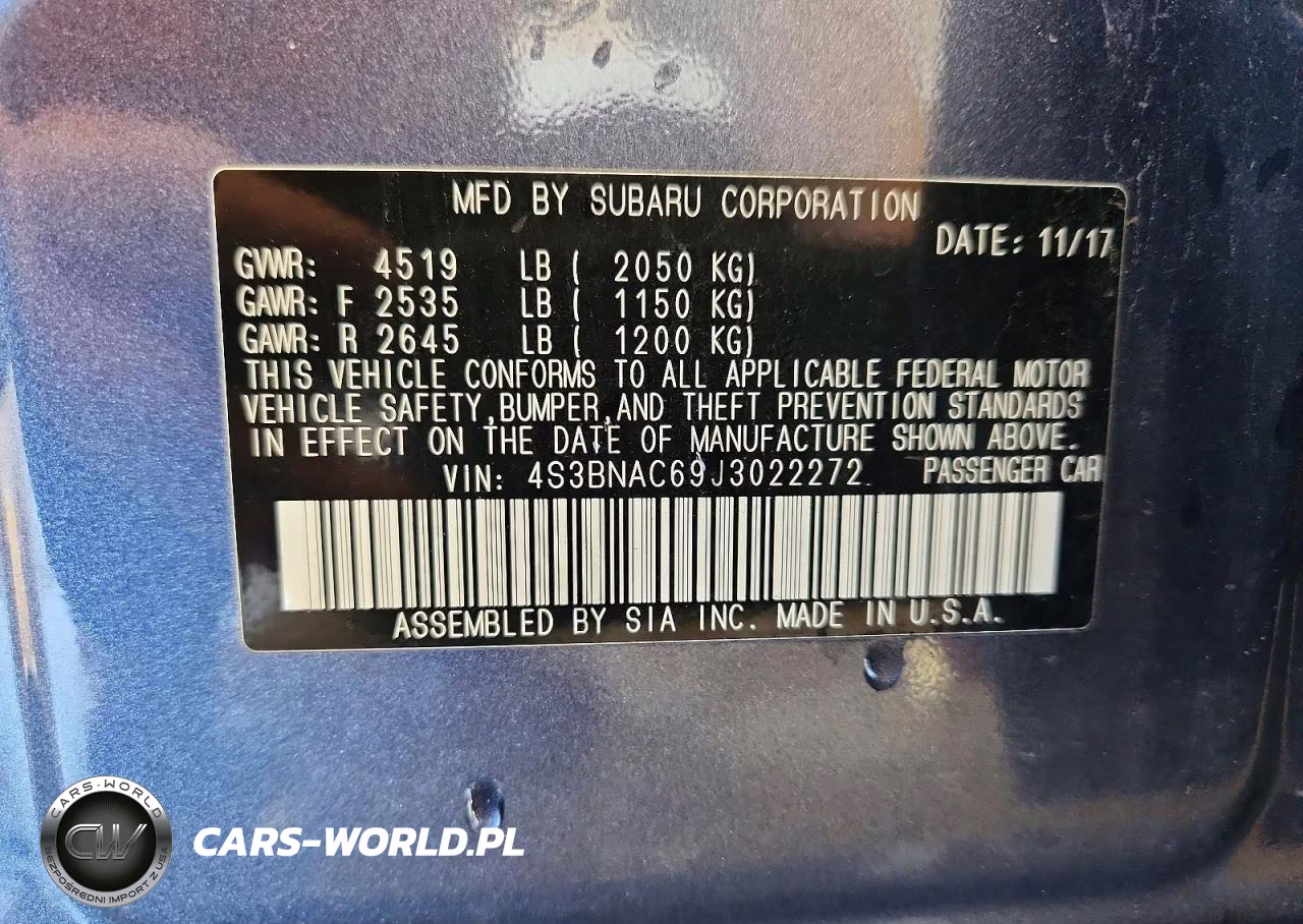 2018 Subaru Legacy 2.5I Premium VIN:4S3BNAC69J3022272 - 13