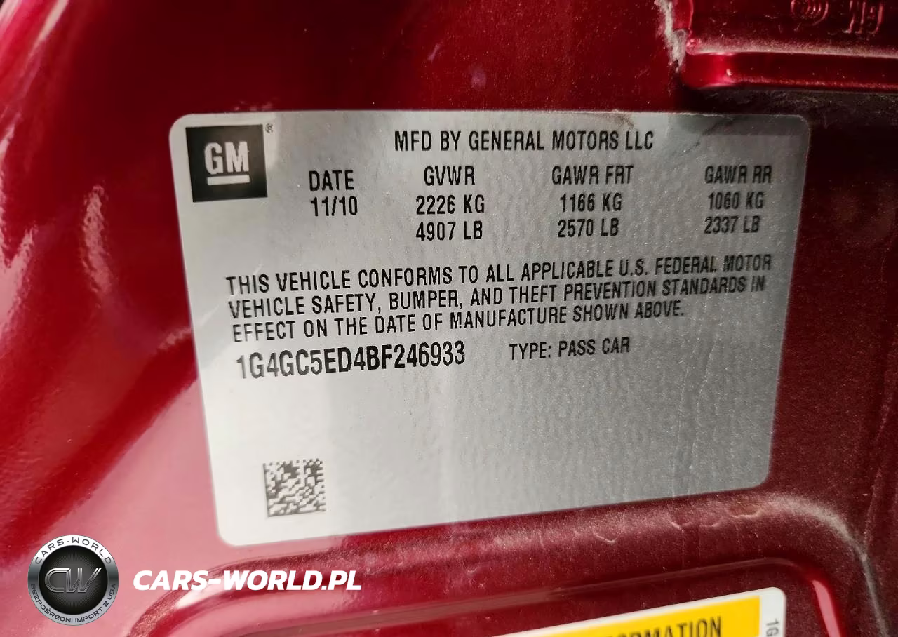 2011 Buick Lacrosse Cxl VIN:1G4GC5ED4BF246933 - 12
