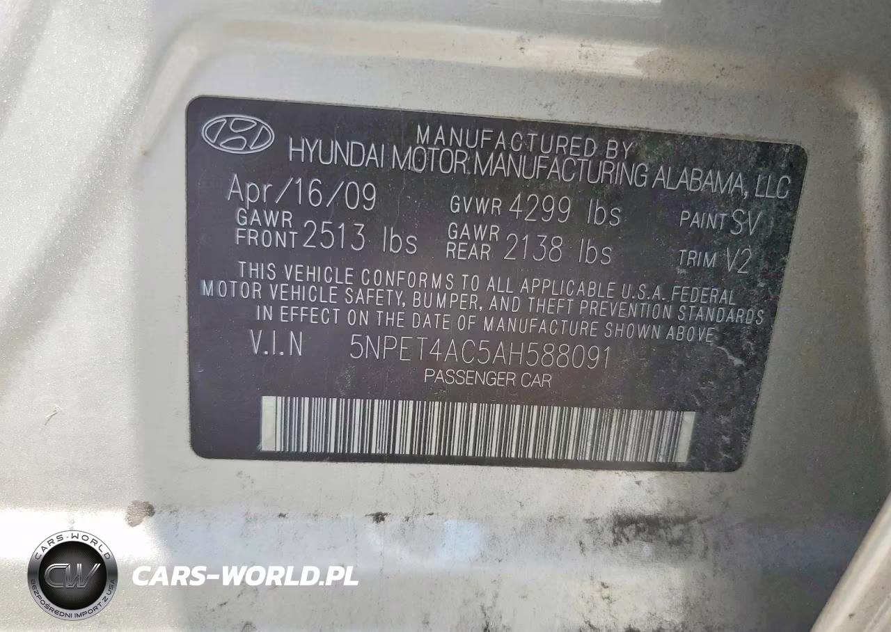 2010 Hyundai Sonata Gls VIN:5NPET4AC5AH588091 - 12