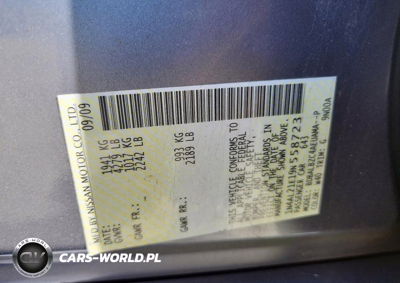 2009 Nissan Altima 2.5 VIN:1N4AL21E19N558723 - 13