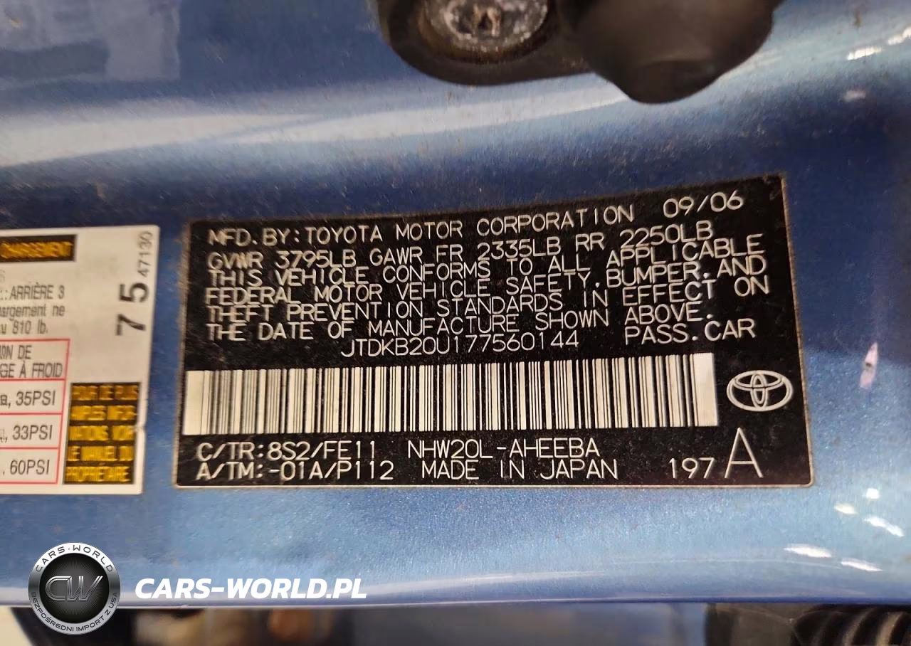 2007 Toyota Prius Base VIN:JTDKB20U177560144 - 12