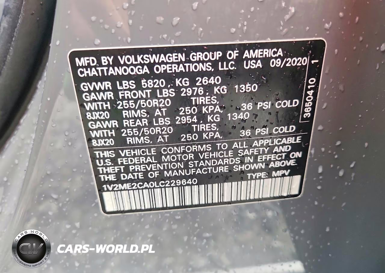 2020 Volkswagen Atlas Cross Sport 3.6L V6 Sel VIN:1V2ME2CA0LC229640 - 12