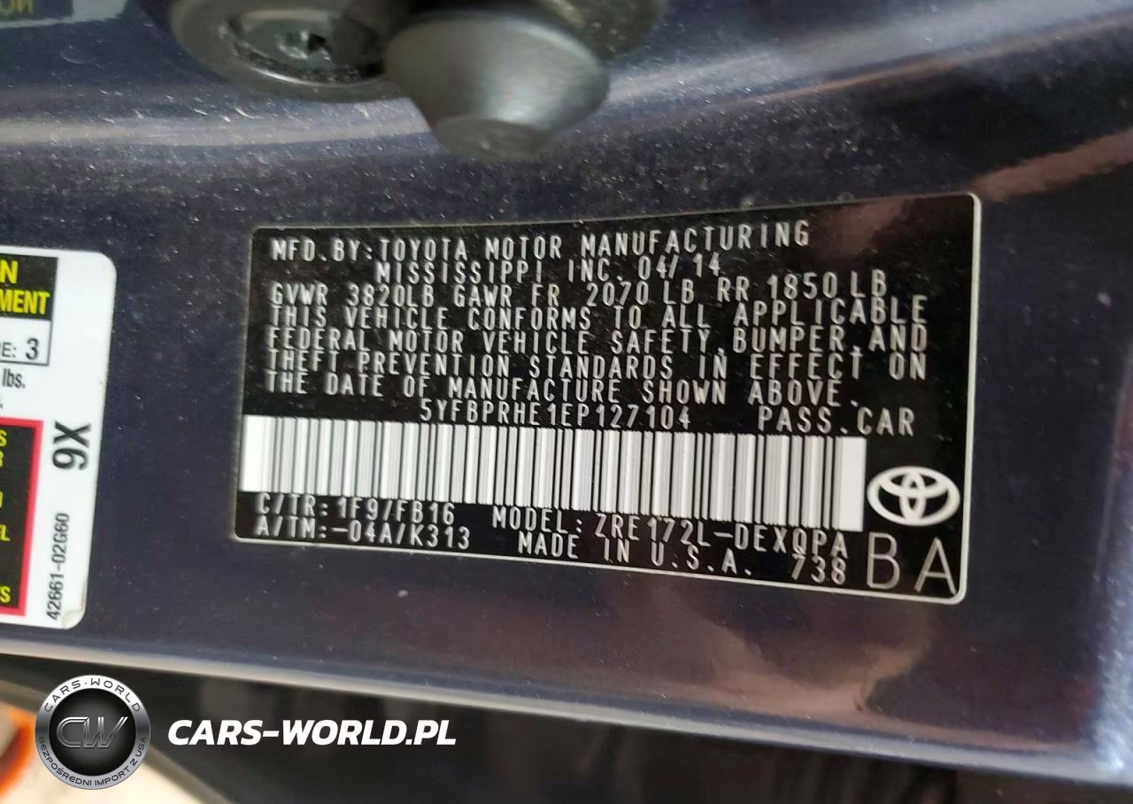 2014 Toyota Corolla Le Eco VIN:5YFBPRHE1EP127104 - 12