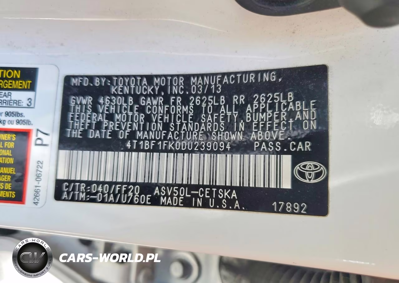 2013 Toyota Camry Se VIN:4T1BF1FK0DU239094 - 12