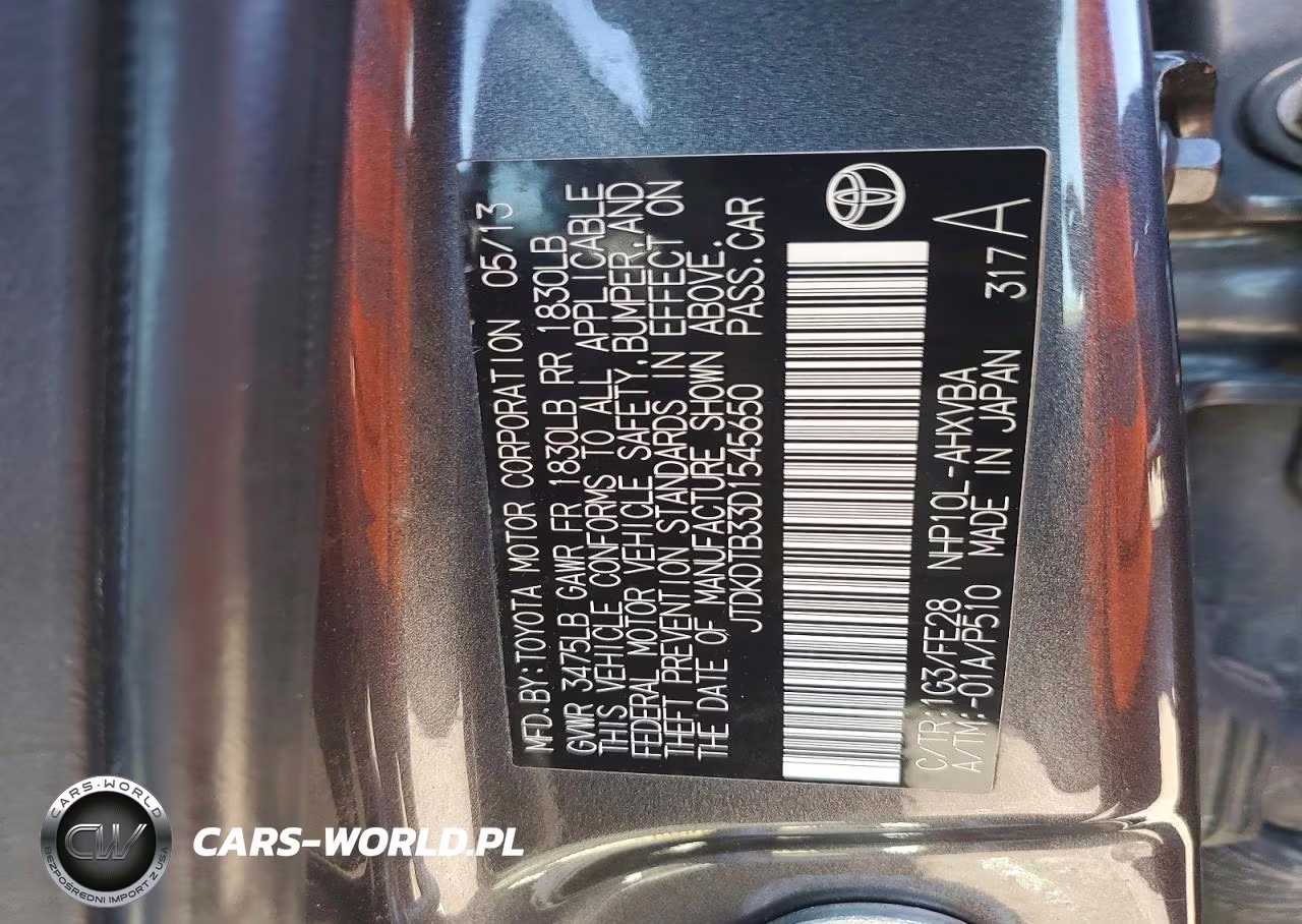 2013 Toyota Prius C VIN:JTDKDTB33D1545650 - 12