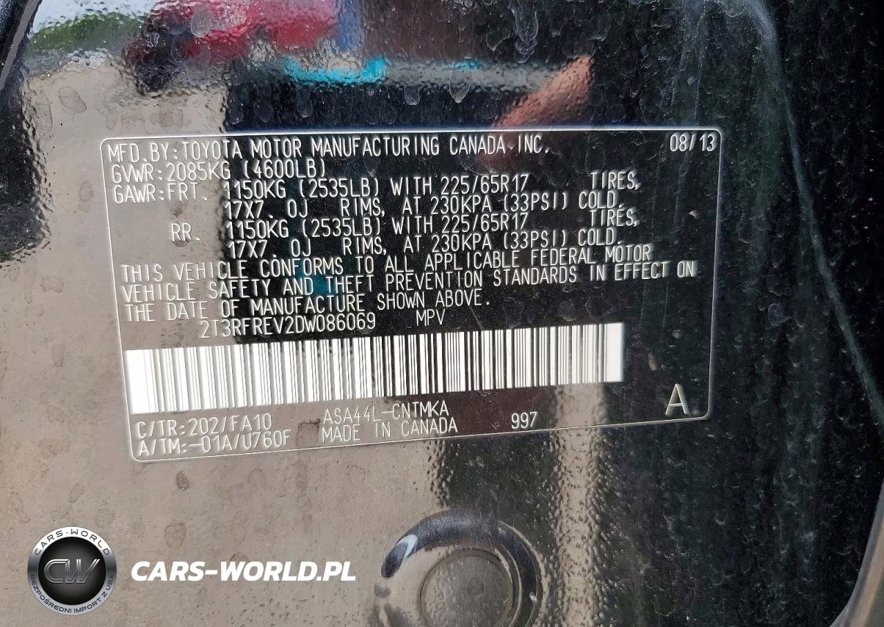 2013 Toyota Rav4 Xle VIN:2T3RFREV2DW086069 - 13