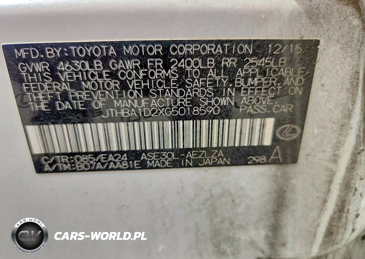 2016 Lexus Is F VIN:JTHBA1D2XG5018590 - 12