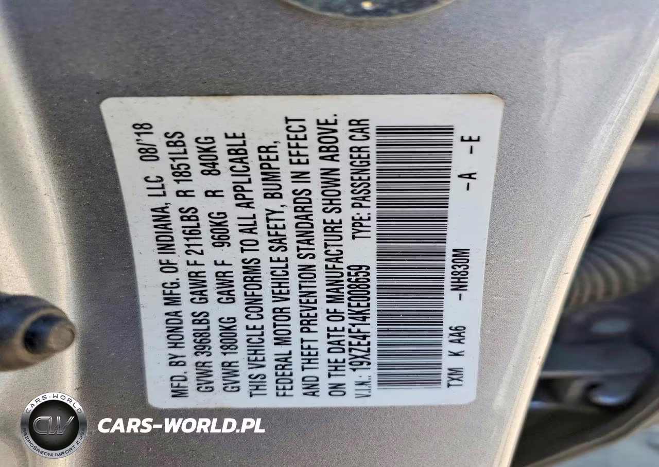 2019 Honda Insight Lx VIN:19XZE4F14KE008659 - 12