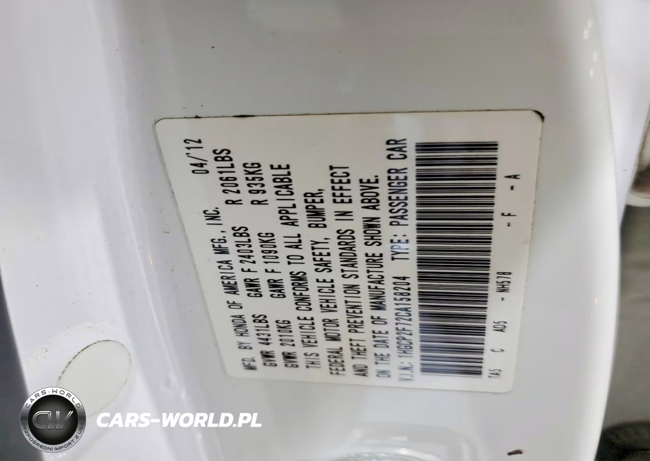 2012 Honda Accord Ex VIN:1HGCP2F72CA158204 - 12