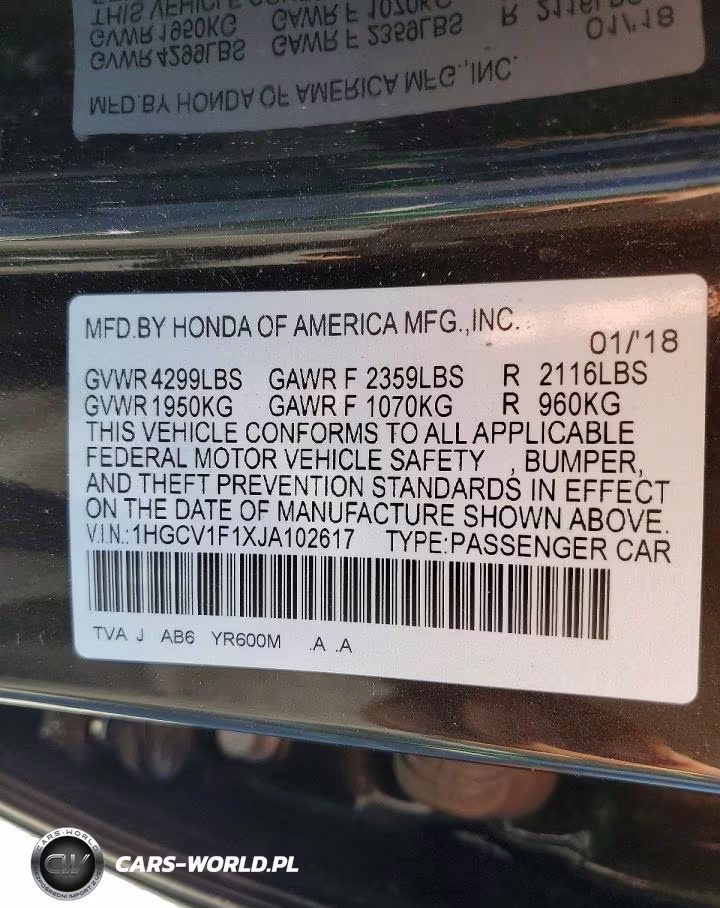 2018 Honda Accord Lx VIN:1HGCV1F1XJA102617 - 12