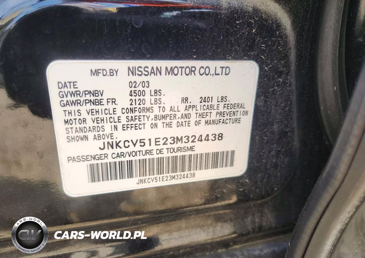 2003 Infiniti G35 Base VIN:JNKCV51E23M324438 - 12