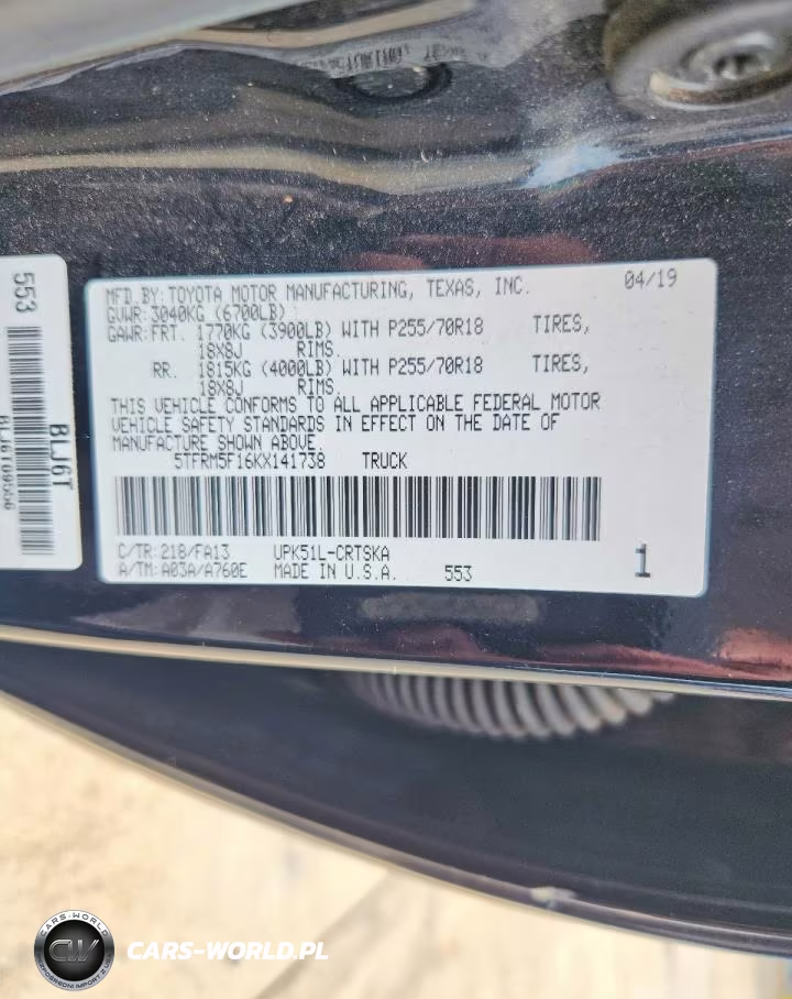 2019 Toyota Tundra Sr VIN:5TFRM5F16KX141738 - 13