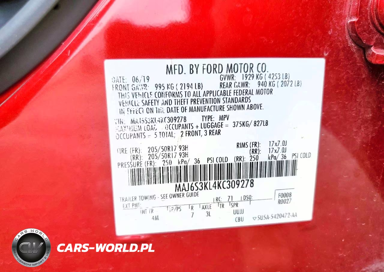 2019 Ford Ecosport Titanium VIN:MAJ6S3KL4KC309278 - 13