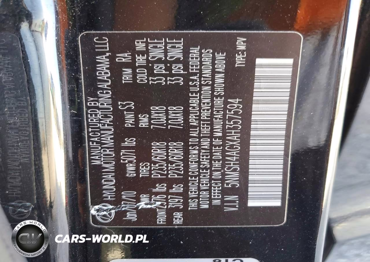 2010 Hyundai Santa Fe Se VIN:5NMSH4AGXAH357594 - 13
