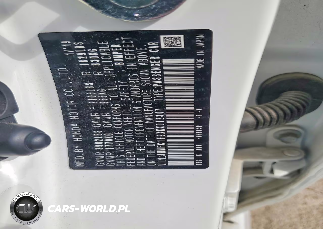 2019 Honda Civic Touring VIN:JHMFC1F9XKX012307 - 12