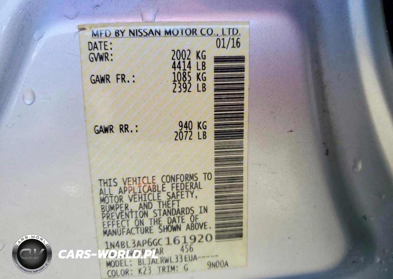 2016 Nissan Altima 3.5Sl VIN:1N4BL3AP6GC161920 - 12