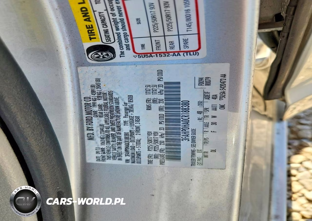 2012 Ford Fusion Se VIN:3FAHP0HA0CR188380 - 12
