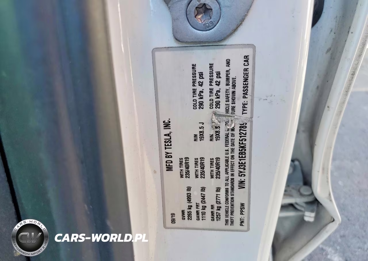2019 Tesla Model 3 VIN:5YJ3E1EB5KF512789 - 12