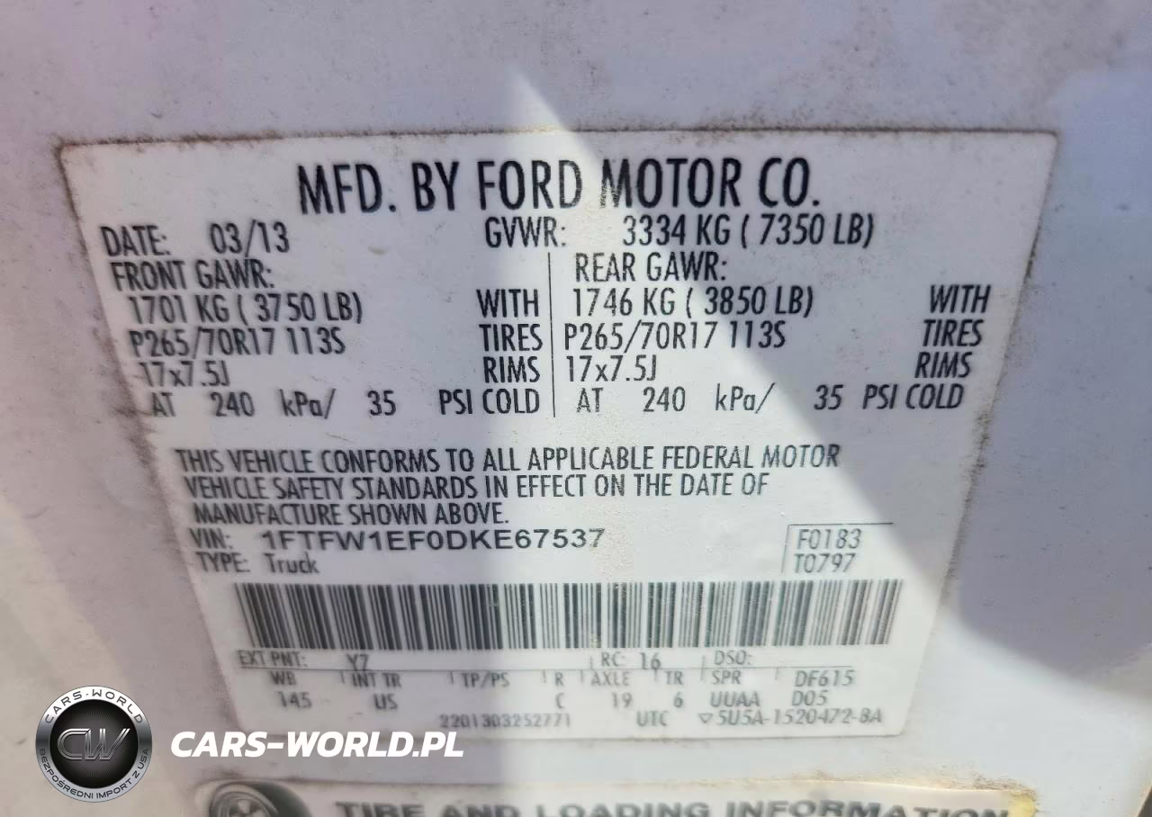 2013 Ford F150 Supercrew VIN:1FTFW1EF0DKE67537 - 12