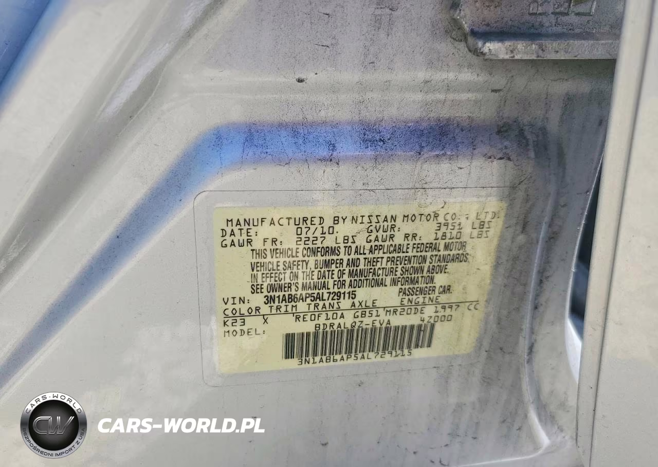 2010 Nissan Sentra 2.0 VIN:3N1AB6AP5AL729115 - 12