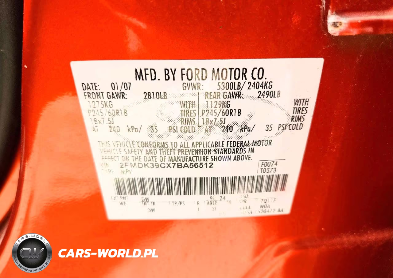 2007 Ford Edge Sel Plus VIN:2FMDK39CX7BA56512 - 13