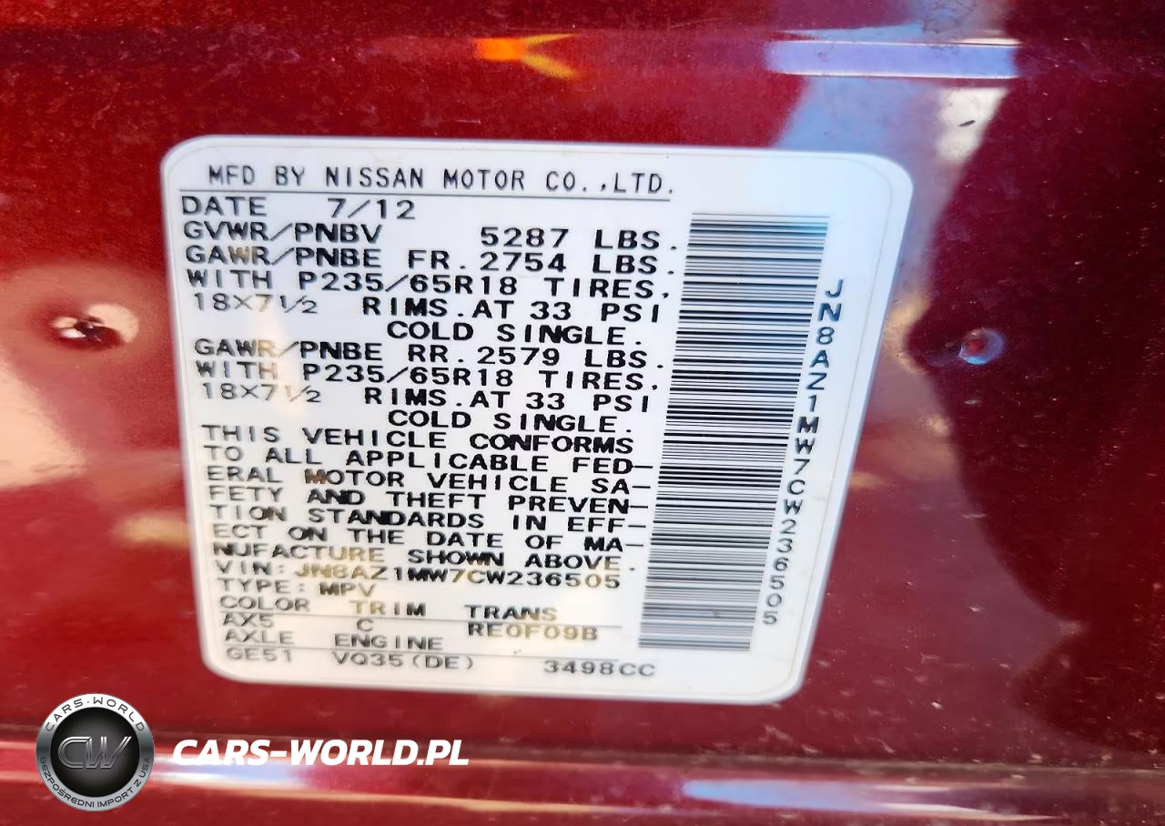 2012 Nissan Murano S VIN:JN8AZ1MW7CW236505 - 14