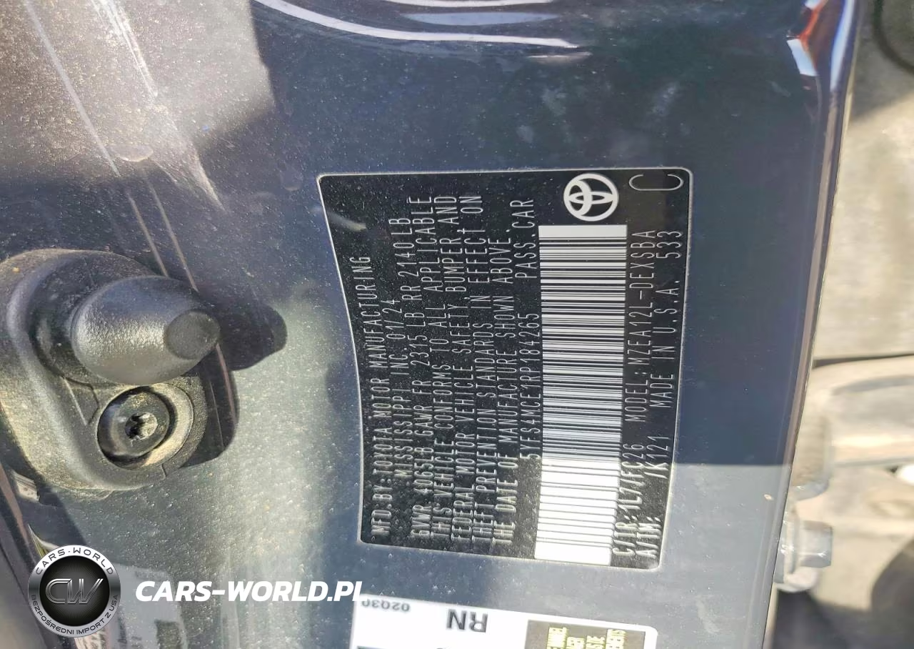 2024 Toyota Corolla Se VIN:5YFS4MCE1RP184265 - 12