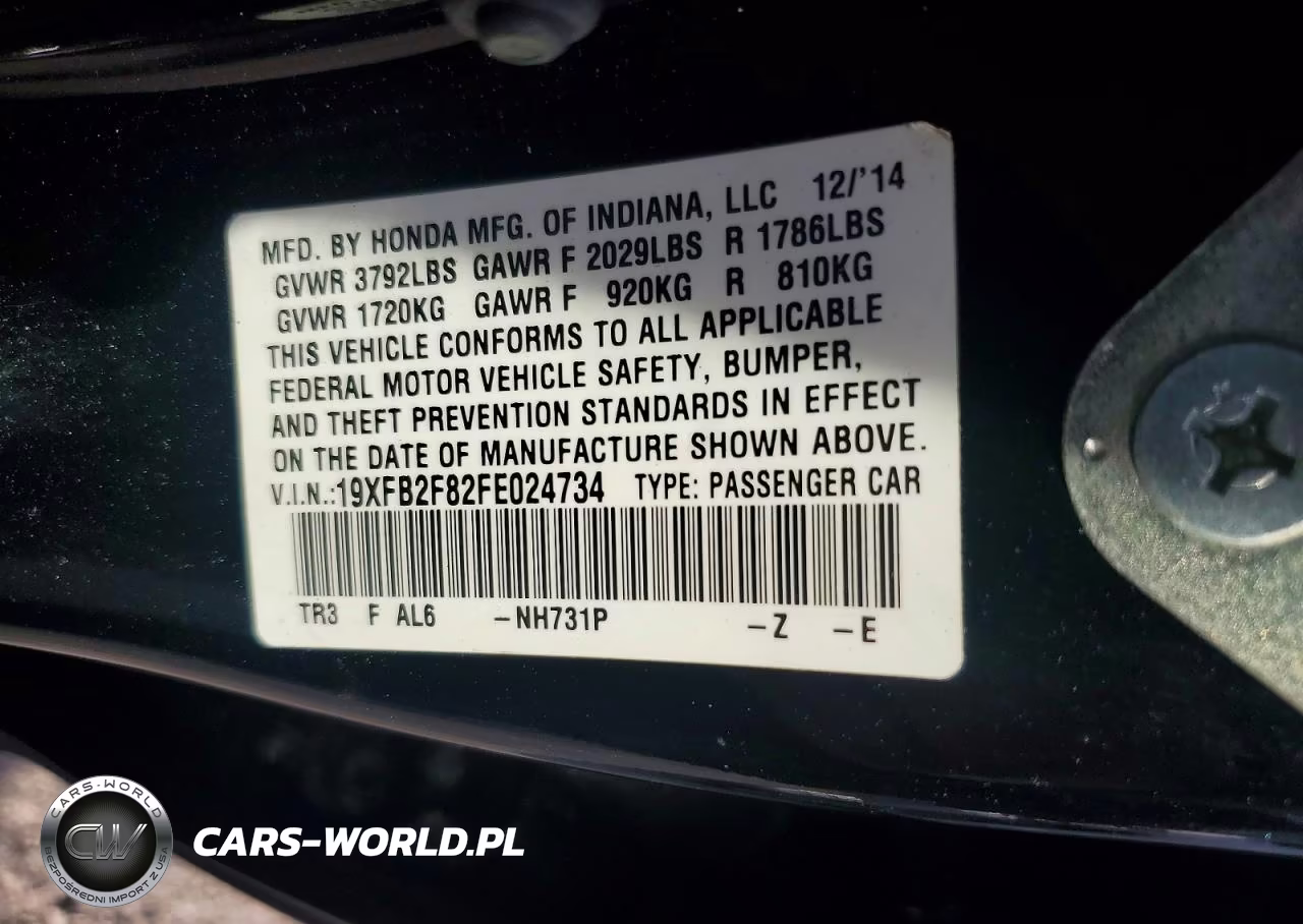 2015 Honda Civic Ex VIN:19XFB2F82FE024734 - 13