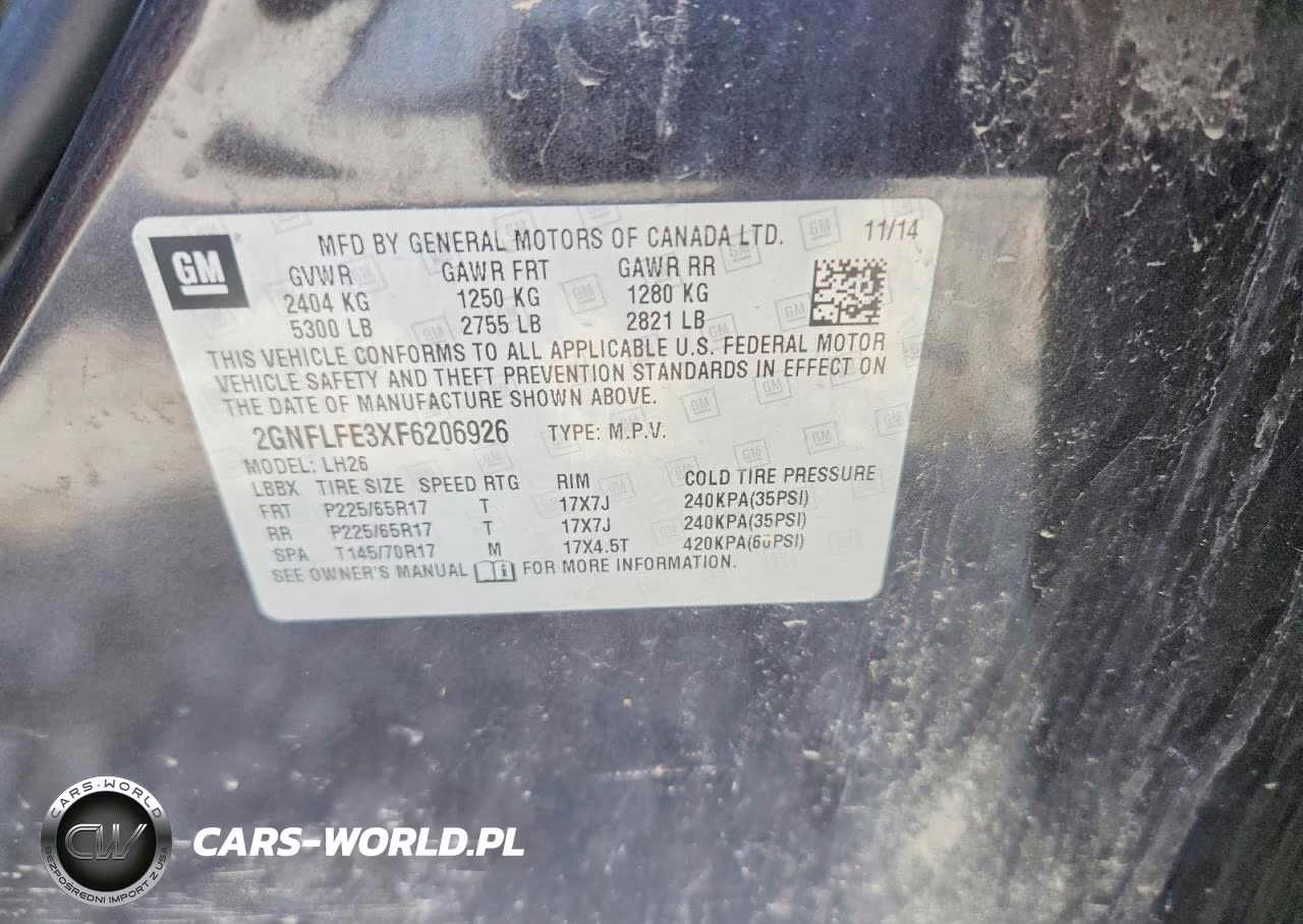 2015 Chevrolet Equinox Lt VIN:2GNFLFE3XF6206926 - 13