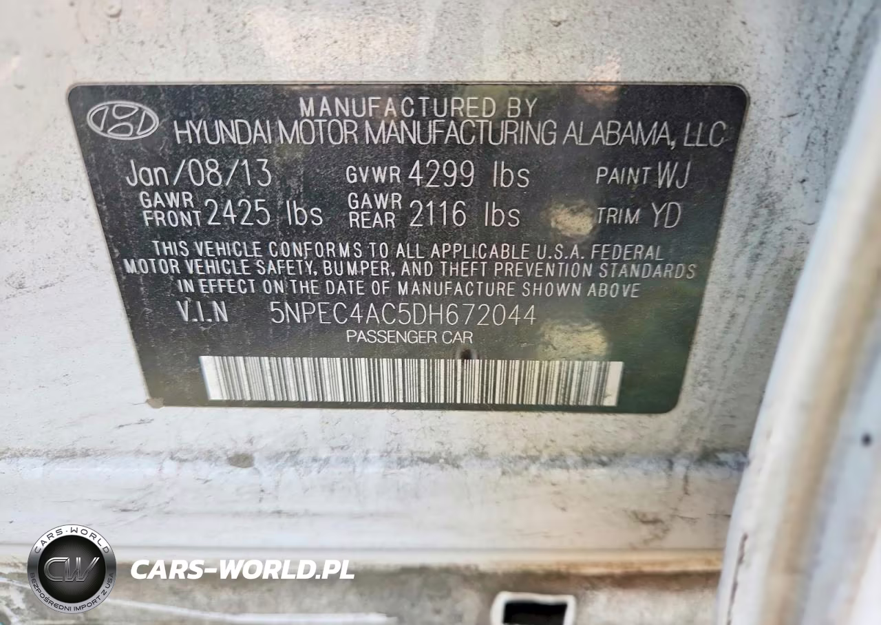 2013 Hyundai Sonata Limited VIN:5NPEC4AC5DH672044 - 12