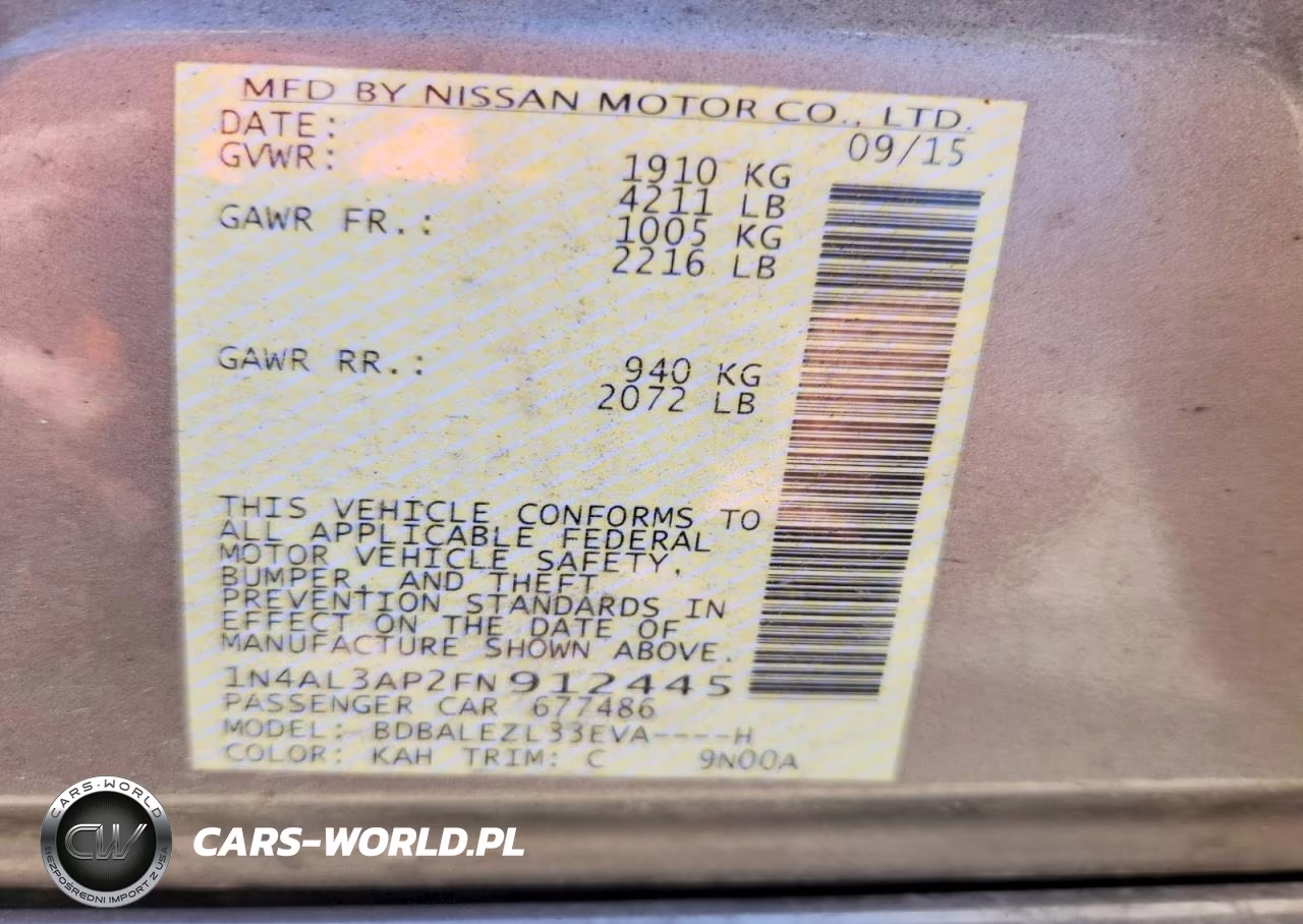 2015 Nissan Altima 2.5 S VIN:1N4AL3AP2FN912445 - 12