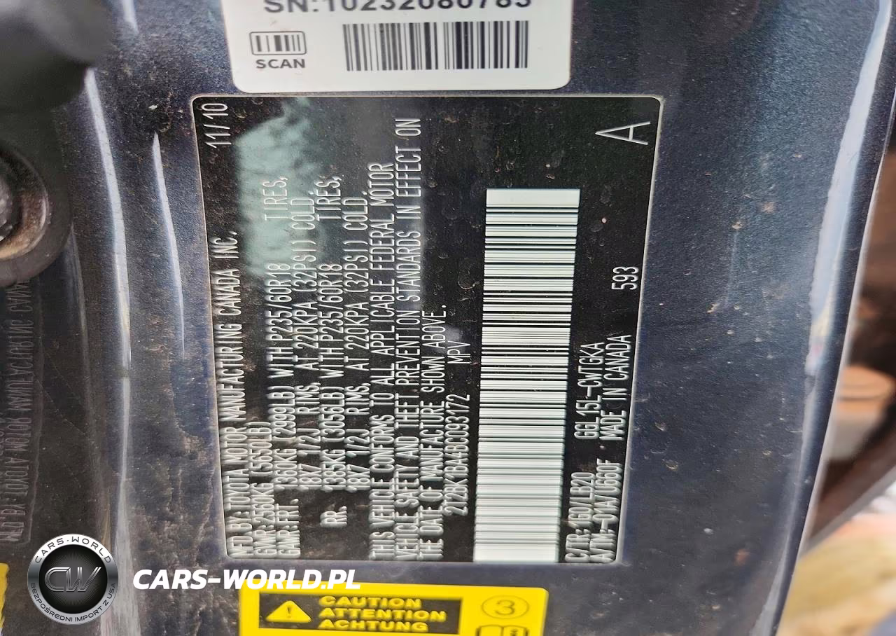 2011 Lexus Rx 350 VIN:2T2BK1BA4BC093172 - 12