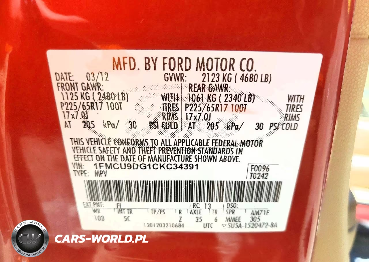 2012 Ford Escape Xlt VIN:1FMCU9DG1CKC34391 - 13