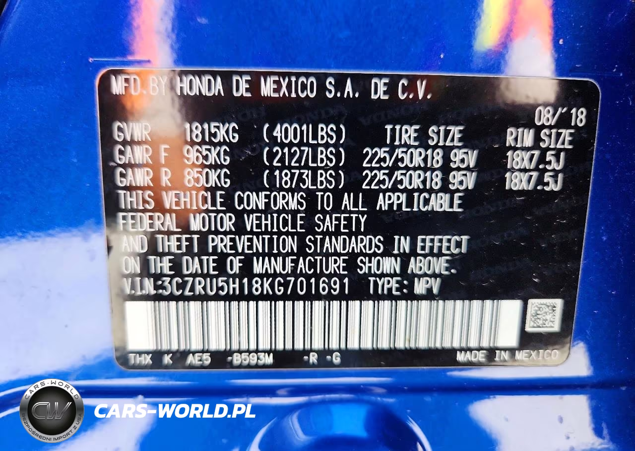 2019 Honda Hr-V Sport VIN:3CZRU5H18KG701691 - 13