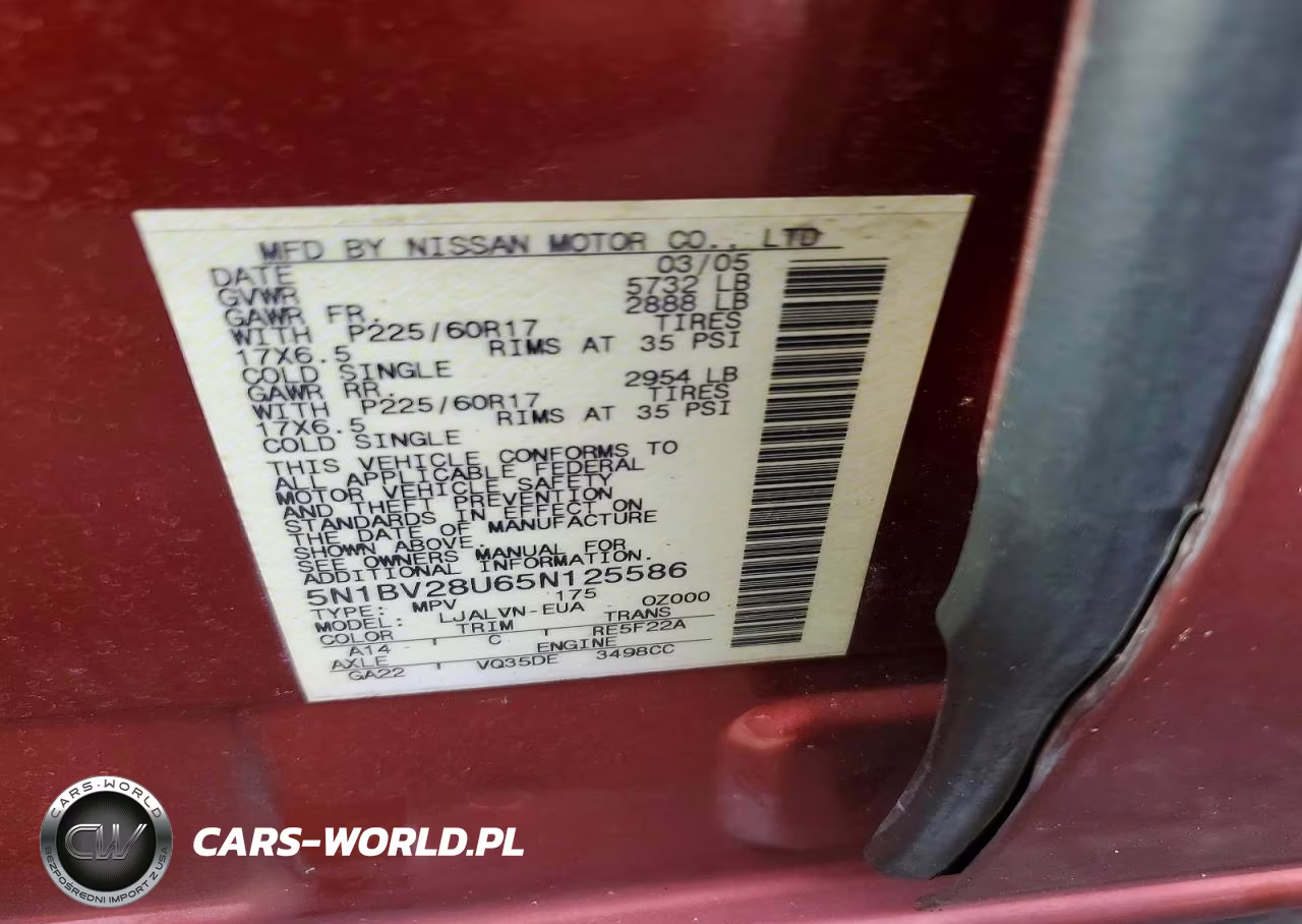 2005 Nissan Quest 3.5 VIN:5N1BV28U65N125586 - 14