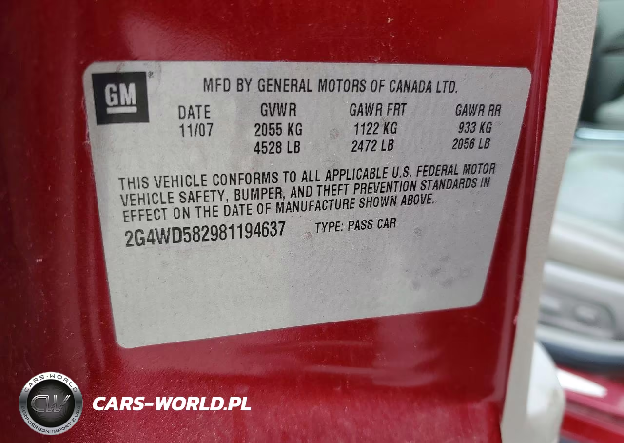 2008 Buick Lacrosse Cxl VIN:2G4WD582981194637 - 12
