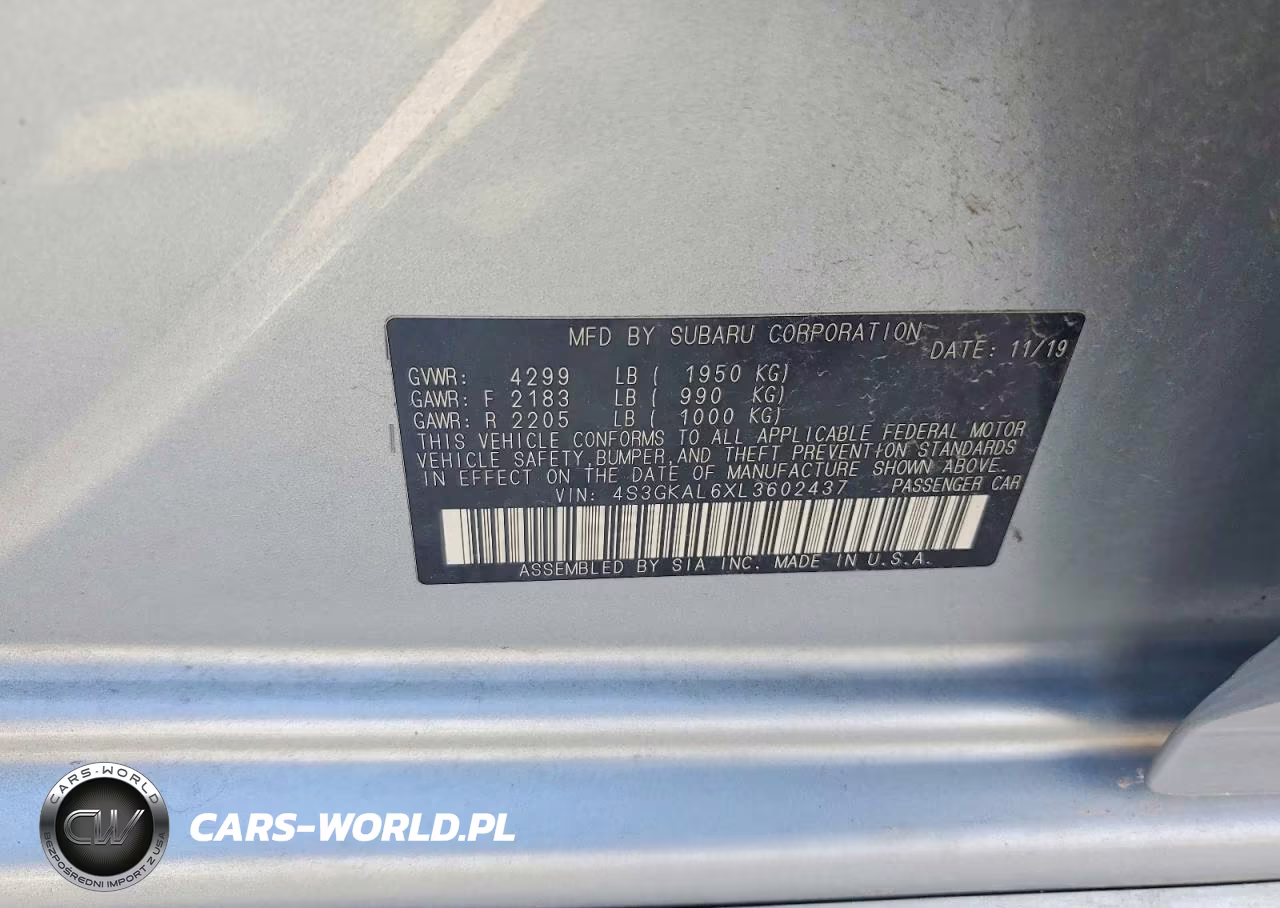 2020 Subaru Impreza Sport VIN:4S3GKAL6XL3602437 - 12