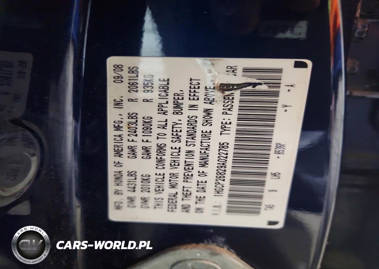 2009 Honda Accord Exl VIN:1HGCP26829A022785 - 12