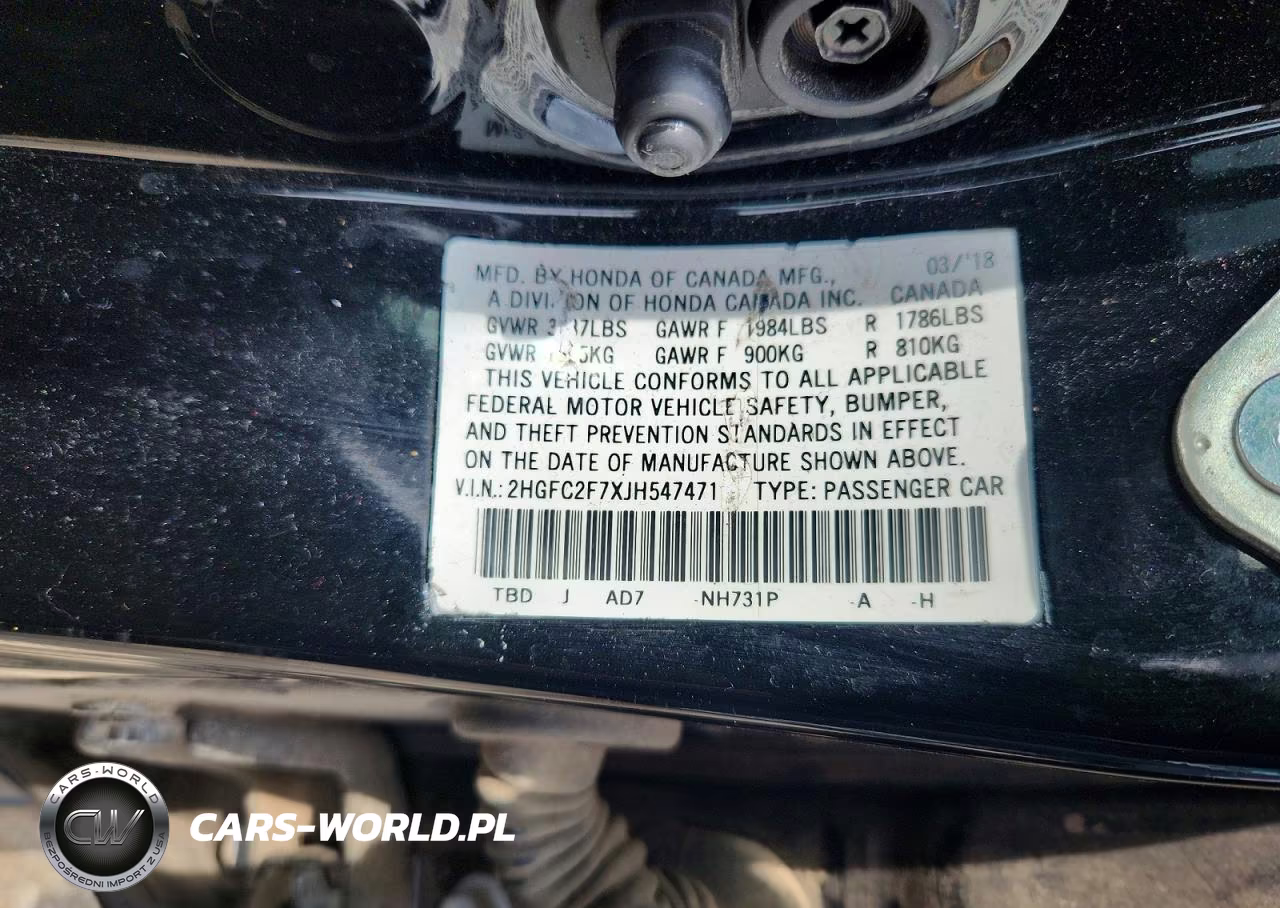 2018 Honda Civic Ex VIN:2HGFC2F7XJH547471 - 12