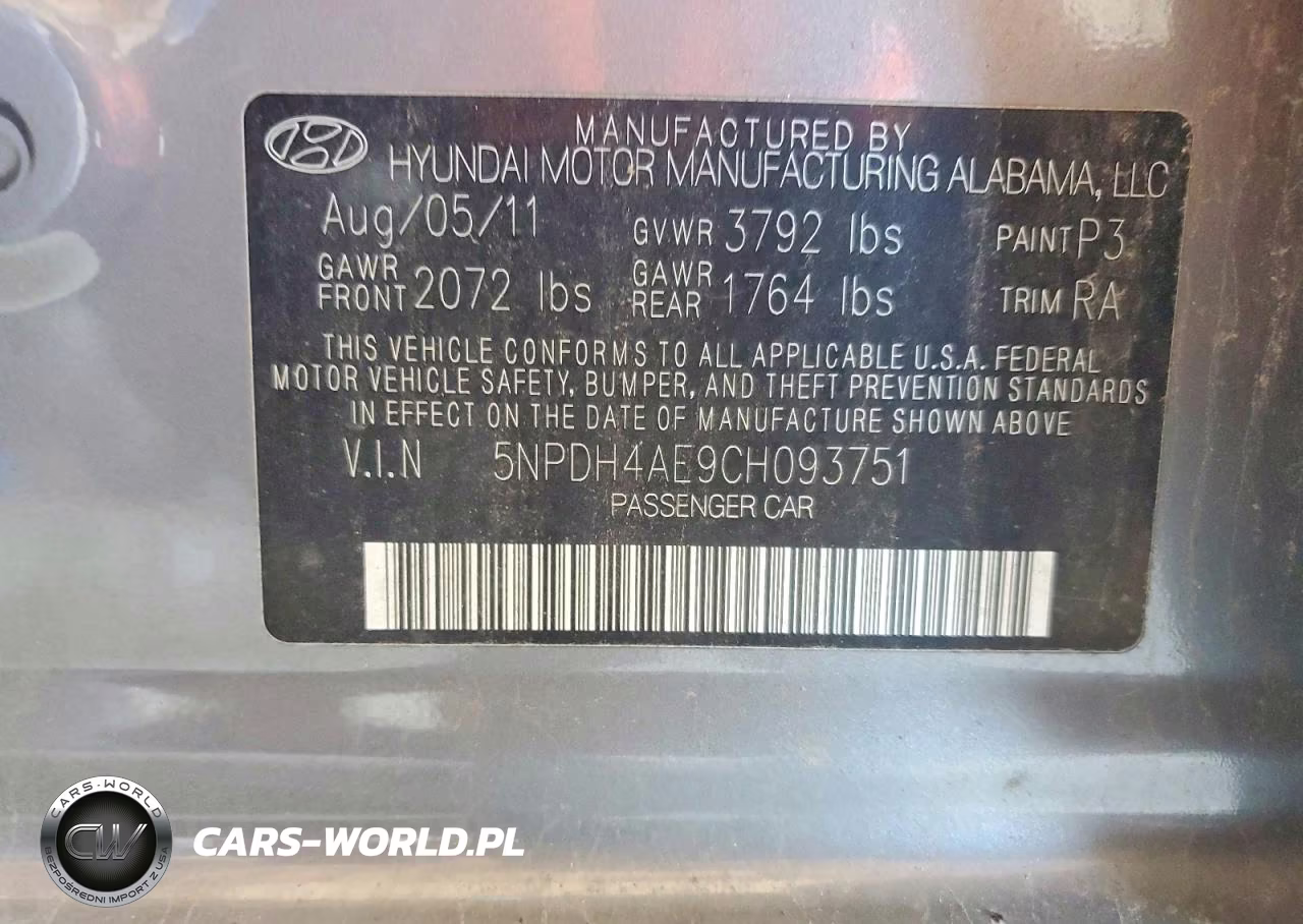 2012 Hyundai Elantra Gls VIN:5NPDH4AE9CH093751 - 12