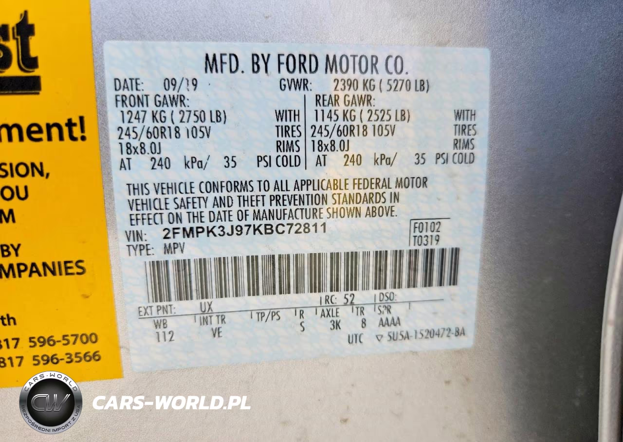 2019 Ford Edge Sel VIN:2FMPK3J97KBC72811 - 14