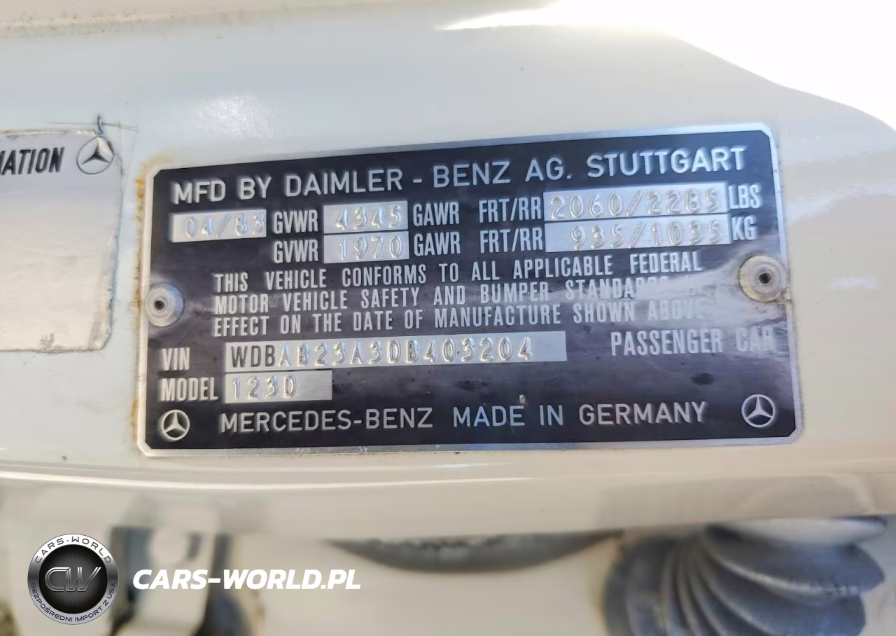 1983 Mercedes-Benz 240 D VIN:WDBAB23A3DB403204 - 12