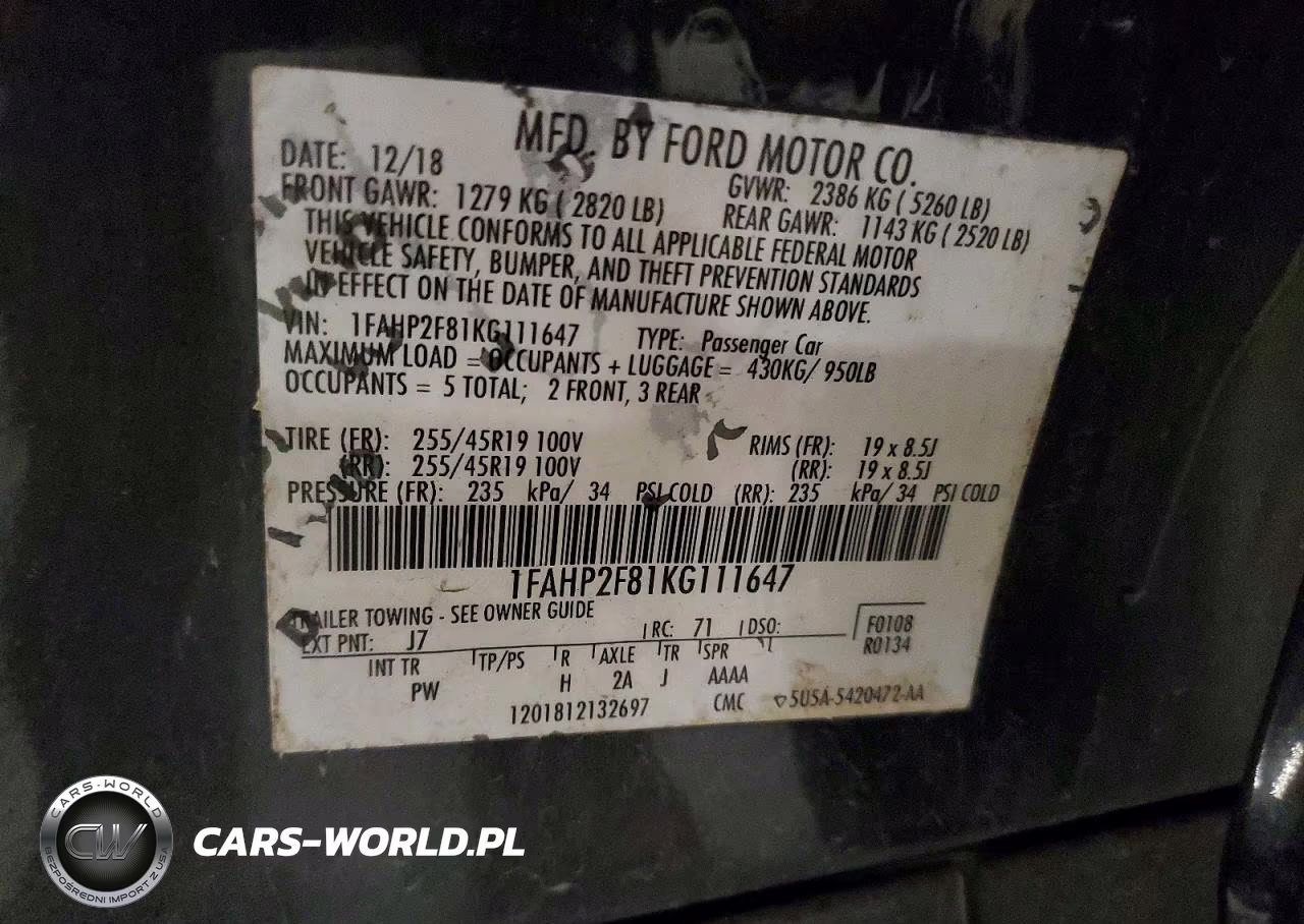 2019 Ford Taurus Limited VIN:1FAHP2F81KG111647 - 12